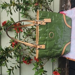 Coach Peyton tote - limited edition green patent leather.